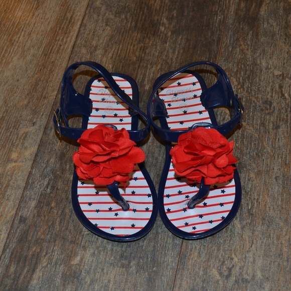 ✨HOST PICK✨ Stepping Stones Navy Sandel w/Red Flower - Picture 1 of 5